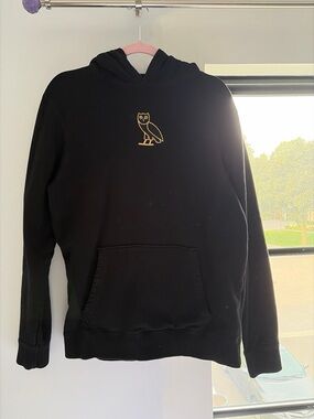 OVO Black Crewneck Hoodie with Gold Owl Logo